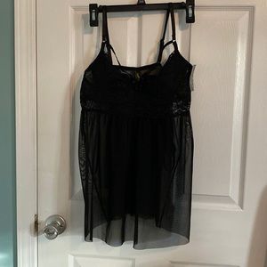 NWT Black Sheer Babydoll and G string XL